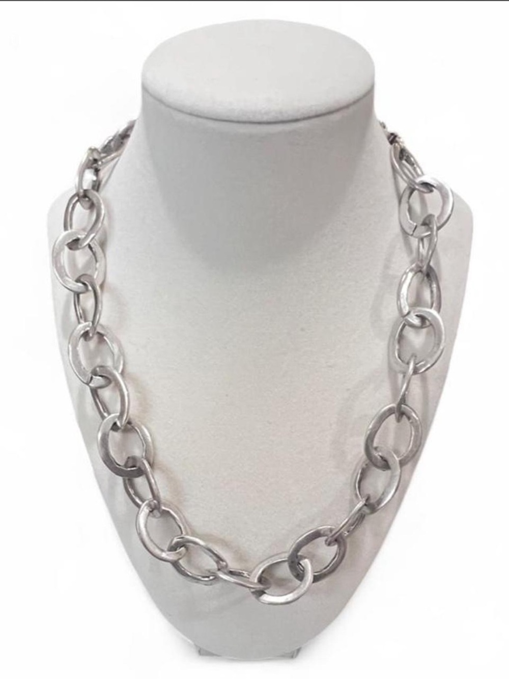 Vintage Handmade Stainless Steel Chunky Chain Necklace – 1990s Artisan Statement